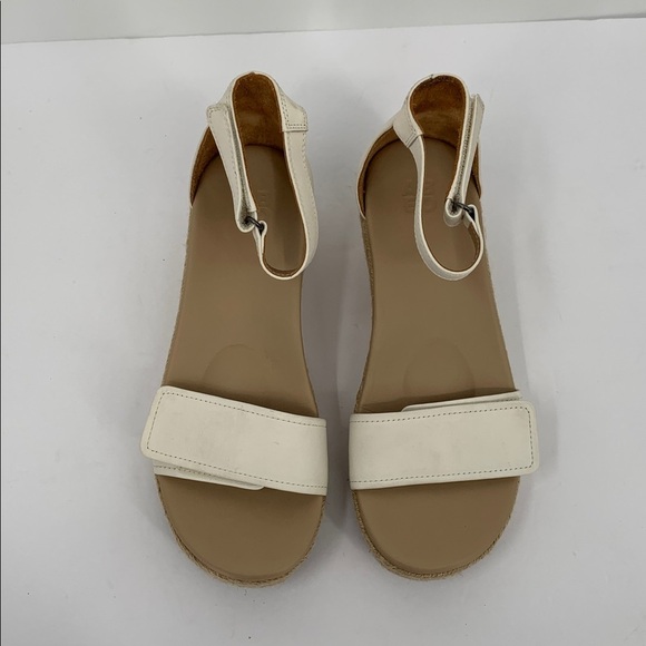ABEO Cecile wedge espadrille sandals shoe cream leather ankle strap comfort 7.5 - Picture 4 of 7